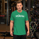 STACKS TEE WHITE FONT ALL COLORS