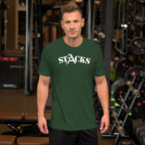 STACKS TEE WHITE FONT ALL COLORS