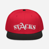 MORE SNAP BACK STACKS WHITE FONT