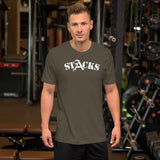 STACKS TEE WHITE FONT ALL COLORS