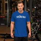 STACKS TEE WHITE FONT ALL COLORS